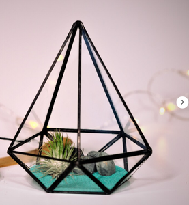 Handmade Creations Diamond Glass Holder, Plant Holder Amber Black Clear <b>Valentine</b> Print Handmade Silk Metal Cylinder - Product Image 2