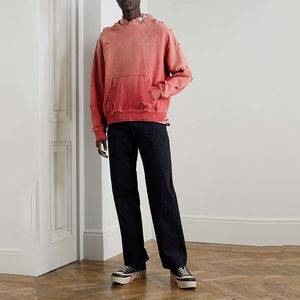 Sudadera con Capucha para Hombre, Diseño Personalizado OEM, Estilo Moderno, Adornos de Pedrería, Lavado Ácido, 100% Algodón, Invierno - Product Image 1