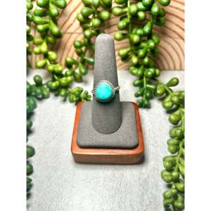 Navajo Handmade <b>Statement</b> <b>Ring</b> Kingman Turquoise & Sterling <b>Silver</b> Size 8.25 Gemstone Inlay for Everyday Wear - Product Image 1
