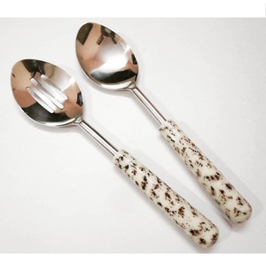 Premium Quality Gold Plated Stainless Steel Salad Server Set Rose Gold Tableware with Resin Handle <b>Vintage</b> <b>Kitchen</b> Tools - Product Image 3