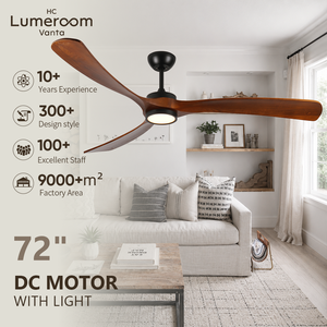USA In Stock <b>Modern</b> 72 Inch Solid Wood <b>Ceiling</b> Fan with <b>Light</b> Downrod Mount Remote Control DC Motor for Patio Farmhouse - Product Image 1