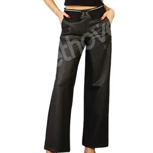 Damen Leder mit hoher Taille, schwarze Gürtel hose, hochwertige, stilvolle Hose, geeignet für den täglichen Gebrauch