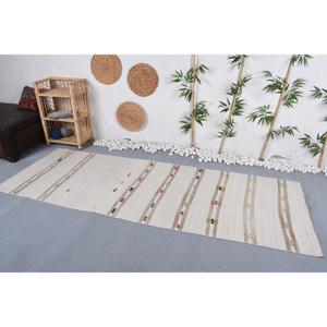 พรมขนาด 3.2x9.1 ฟุต, พรมตุรกีโบราณ, พรมขนสัตว์สีเบจลายอิคัต - Product Image 3