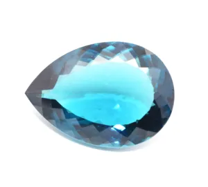 伦敦蓝色黄玉30x 20毫米梨台阶切割宝石实验室创造蓝色伦敦黄玉宽松宝石diy珠宝应用