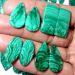 Par de Malaquita Natural, Cabujón de Piedras Preciosas Sueltas, Mezcla de Forma y Tamaño, Lote de Piedras Preciosas, Fabricación de Joyas - Product Image 5