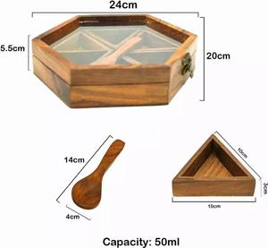 Metier Customised Best Quality Handcrafted Natural Wooden Spice Box Spice Container for Home Home Restaurant Hotel From India . - Product Image 5