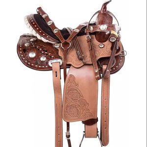 Selle Western en cuir véritable de qualité supérieure pour les courses de barils et l'équitation - Product Image 1