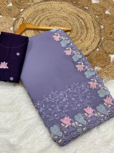 Incroyable Crush De Couleur Avec Resham Broderie Saree Femme Fabrication De Mode De L'Inde Au Taux Le Plus Bas - Product Image 2