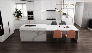 Cắt-to-kích thước calacatta <span class=keywords><strong>Quartz</strong></span> đá slab Trắng Nhân Tạo calacatta thạch anh Bàn - Product Image 4