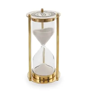 Timer jam pasir logam kuningan gaya industri terbaik untuk meja kantor desain dekoratif jam pasir desain pemolesan