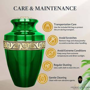 โกศบรรจุอัฐิสีเขียวทอง ดีไซน์เป็นมิตรกับสิ่งแวดล้อม ปรับแต่งได้ ทนทาน ความจุ 220 คิวบิกอินช์ สำหรับบรรจุอัฐิมนุษย์ สไตล์ยุโรปอเมริกัน - Product Image 4