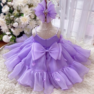 Robe de soirée princesse pour bébés filles, style ODM, fabriquée au Vietnam, prix compétitif, deux bretelles, fleurs perlées, évasée, longueur genou - Product Image 4