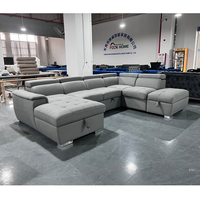 Huicheng Furniture Canapé-lit extractible sectionnel avec pouf de rangement Canapé-lit double pour le salon