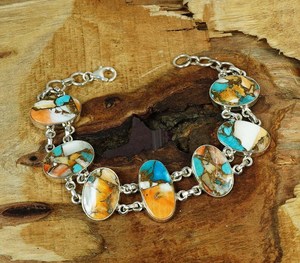 Oyster Copper Turquoise 925 Sterling <b>Silver</b> <b>Bracelet</b> Adjustable Handmade Gemstone Jewelry For Women Wholesale - Product Image 3
