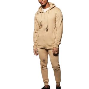 Survêtements de jogging d'entraînement personnalisés unisexe à broderie pour hommes coupe ajustée 100% coton sweat cargo sweats à capuche et sweat-shirts pour hommes - Product Image 1