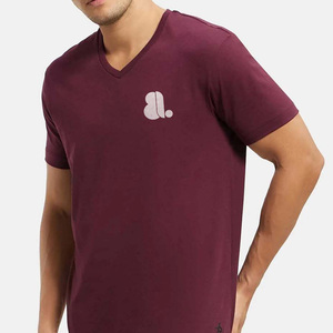 Nouveau T-shirt à col en V, couleur unie, manches courtes, vente en gros, T-shirts à col en V pour hommes, manches courtes, 100% coton, vierge - Product Image 2