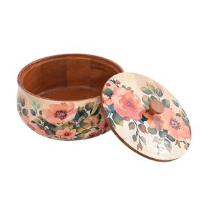 Floral Printed Wooden Body <b>Food</b> <b>Hot</b> Pots Made of High Quality Wooden With the Sizes of 8.5 X 8.5 X 5.5 Inches - Product Image 1