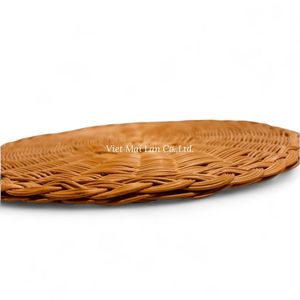 Traditional Vietnamese Bohemian Natural Rattan Handmade Coaster for <b>Table</b> <b>Protection</b> and Interior Decoration - Product Image 2