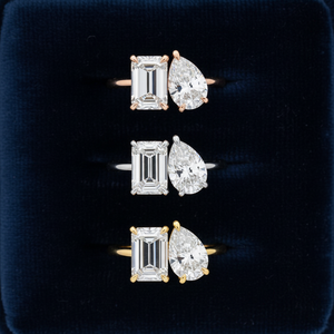 Кольцо-манжета «Тои Э Му» с выращенными в лаборатории бриллиантами огранки «груша» и «радиант», с креплением на зубцах, из золота 18 карат, с двумя камнями - Product Image 6