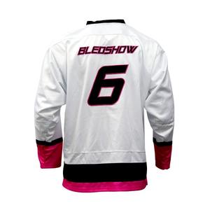 Camiseta de hockey sobre hielo de talla grande para hombre más popular 2025 con logotipo personalizado patrón en blanco y servicio OEM con nombre de equipo - Product Image 2