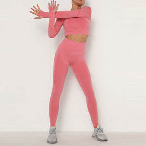 Sport Girls Seamed Fitness Sport Wear High Elastic Women Yoga Set High Gym Bra and Breathable Yoga <b>Leggings</b> Set - Product Image 1