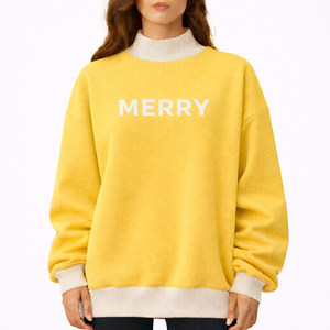 Sudadera Casual de Manga Larga con Hombros Caídos, Cuello Alto Simulado, Holgada, de Felpa, Poliéster/Algodón, Ecológica para Mujer - Product Image 6