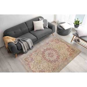 Printed <b>Rug</b>: Vibrant Corridor, Floral, Boho, Turkish, Vintage Style,Luxury Velvet <b>Rug</b> - Product Image 4