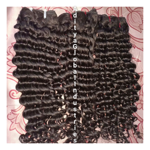 Deep Wave India Proveedor Venta de origen 100% Cutículas crudas sin procesar Alineadas Virgen Templo indio Remy Extensiones de cabello humano - Product Image 2