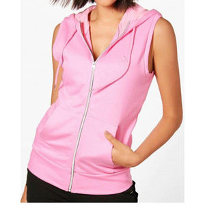 Sweat à capuche d'automne sans manches pour femmes Fit Cropped Top Zipper Logo personnalisé brodé respirant coton Design col à capuche Badge - Product Image 2