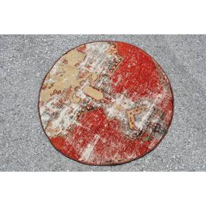Elégant tapis vintage en laine turque, rouge, beige, motif patchwork, support en Latex, pièce de déclaration parfaite pour la décoration intérieure - Product Image 3