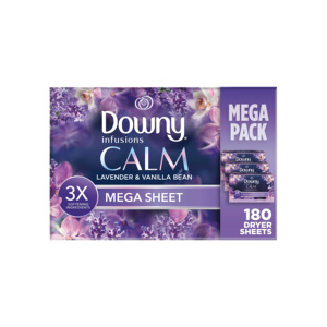 Downy Infusion Calm Mega Dryer Sheets 80 Count con suavizante de aroma de lavanda y vainilla para prendas - Product Image 1