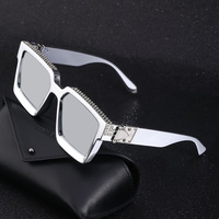Lunettes de soleil de luxe pour le Nouvel An 2025, unisexes, marque célèbre, style Millionaire, monture carrée, logo personnalisé, designer, or, blanc, rouge
