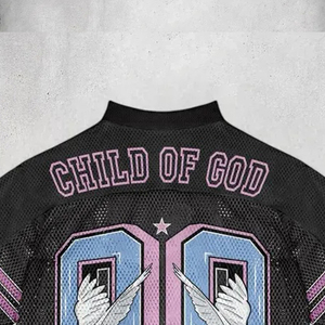 2025 hombres impresión personalizada Plus diseño casual manga corta Regular Boxy Fit malla Jersey Streetwear estilo de moda punto - Product Image 4