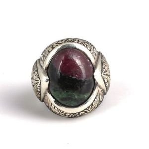 Men's 925 Sterling <b>Silver</b> Gemstone Ring with <b>Pen</b> Design & Rhodium Plating - Product Image 4