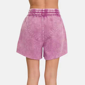 Shorts décontractés pour femmes, taille haute, en coton respirant, style streetwear, effet délavé - Product Image 5