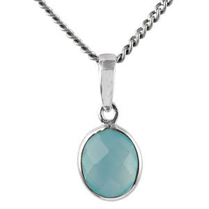 Collar colgante de plata de ley 925 de alta calidad, colgantes finos de piedras preciosas semipreciosas de Calcedonia Aqua personalizados, venta al por mayor de plata - Product Image 6
