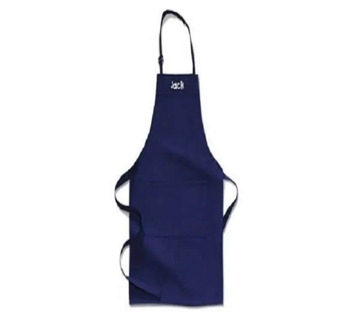 Custom Logo Kitchen Cleaning Work Bib Apron Water Oil Resistant Cotton Aprons Blue sleeve less Cotton Canvas Aprons