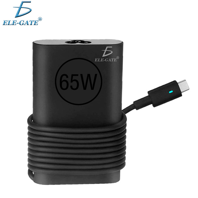 ELE-GATE 65W 20V 3.25A Aluminum Alloy Type-C Laptop Charger with Retractable Cable PD for Precision EU/US/UK