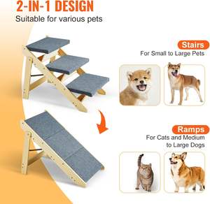 Houten 2-in-1 opvouwbare honden trap & trapjes - 3 treden, 70 kg draagvermogen, geschikt voor bedden/banken/auto's - Product Image 3
