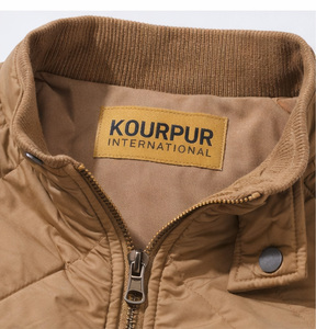 Veste bomber matelassée marron camel pour homme, légère, rembourrée, d'hiver, à coutures en losange, isolée, zippée, décontractée, côtelée - Product Image 4