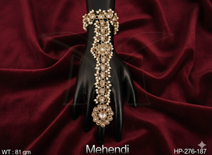 ชุด mehendi panja โบราณที่สง่างามสำหรับผู้หญิงเครื่องประดับเจ้าสาวทำด้วยมือที่สมบูรณ์แบบสำหรับงานแต่งงานและงานเทศกาล - Product Image 4