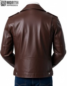 Nouveau 2025 vestes en cuir sur mesure en gros propre Logo tenue décontracté de haute qualité Faux ou fermeture éclair avant en cuir de mouton véritable - Product Image 2