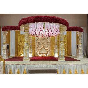 Gran oro blanco fibra boda Mandap Malasia gran grasa Tamilian matrimonio Mandaps decoración Venta caliente evento redondo Mandapam EE. UU. - Product Image 1