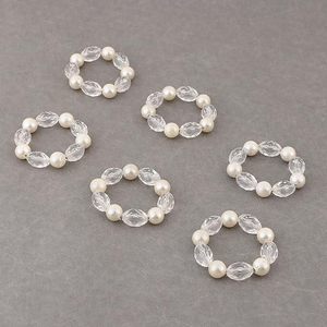 Anneau de serviette élégant de forme ronde en fer et cristal, avec détails en bois et papier, idéal pour mariages, Noël, fêtes et occasions spéciales - Product Image 3