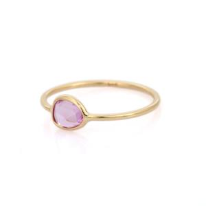 Minimalist Jewelry Natural Fancy Shape Pink <b>Sapphire</b> Gemstone <b>Ring</b> 18K Solid Yellow Gold Unique Design <b>Rings</b> <b>for</b> <b>Women</b> Girls - Product Image 3