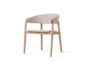Moana chaise de salle à manger en bois de teck et rotin blanc en osier adapté pour l'extérieur ou l'intérieur. - Product Image 2