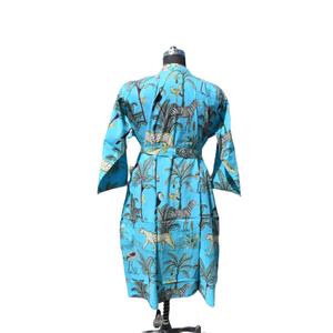 Kimono Algodón Impreso Albornoz Mujer Verano Frente abierto Ropa de dormir Bata Ropa de playa Vestido - Product Image 5