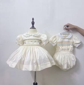 2024 nueva moda Otoño amarillo bordado Vestido de manga con volantes 100% algodón ropa de bebé niñas vestido estampado ropa ODM - Product Image 3