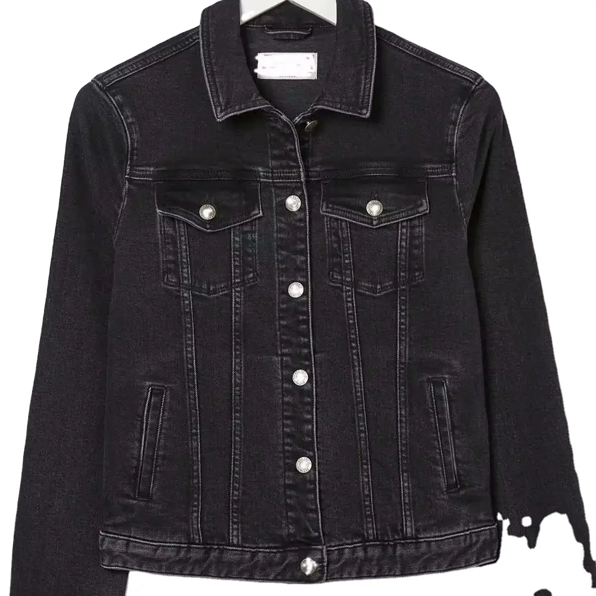 Black Denim Jeans Jacket for Women 100% Cotton Summer Spring Trucker Style Pockets OEM ODM Online Store Designer Jackets
