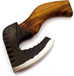 Venta caliente personalizado de doble cara vikingo Pizza cortador hacha Industrial forjado a mano mecedora Pizza rebanadora para DIY Pizza hacer dos manos - Product Image 4